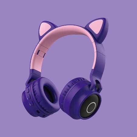 Fone de ouvido colorido orelhas de gato