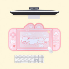 MousePad de coelhinhos tapete rosa sakura grande