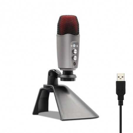 Microfone de condensador USB com saída de fone de ouvido