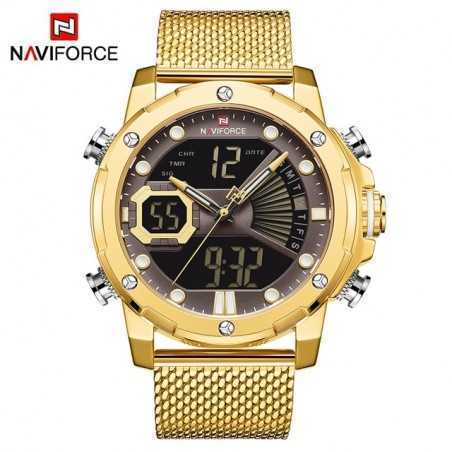 Relógio de luxo dourado em aço masculino