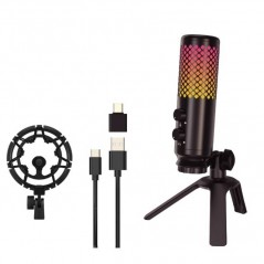 Microfone com luz RGB gaming USB